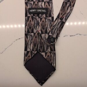 Henry Grethel Vintage 100% Italian Silk Art Deco Men's Suit Neck Tie Rockabilly